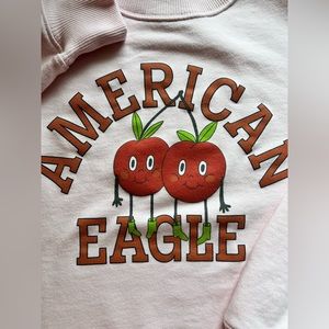 AE Oversized Crew Neck Pink Cherry Sweatshirt XS